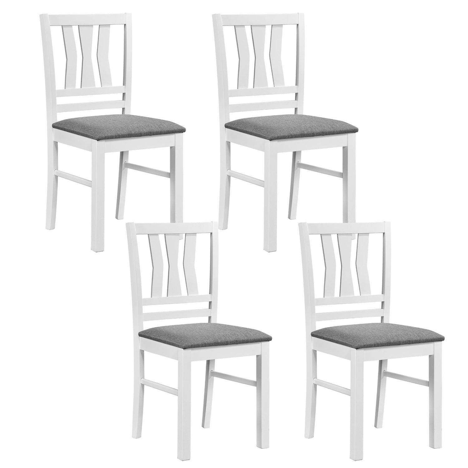 Set of 4 Linen Style Upholstered Kitchen Chairs with Wood Frames, White Dining Chairs at Gallery Canada