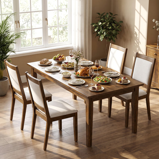 Set of 4 Modern Dining Upholstered Kitchen Chair, Walnut Dining Chairs Walnut at Gallery Canada