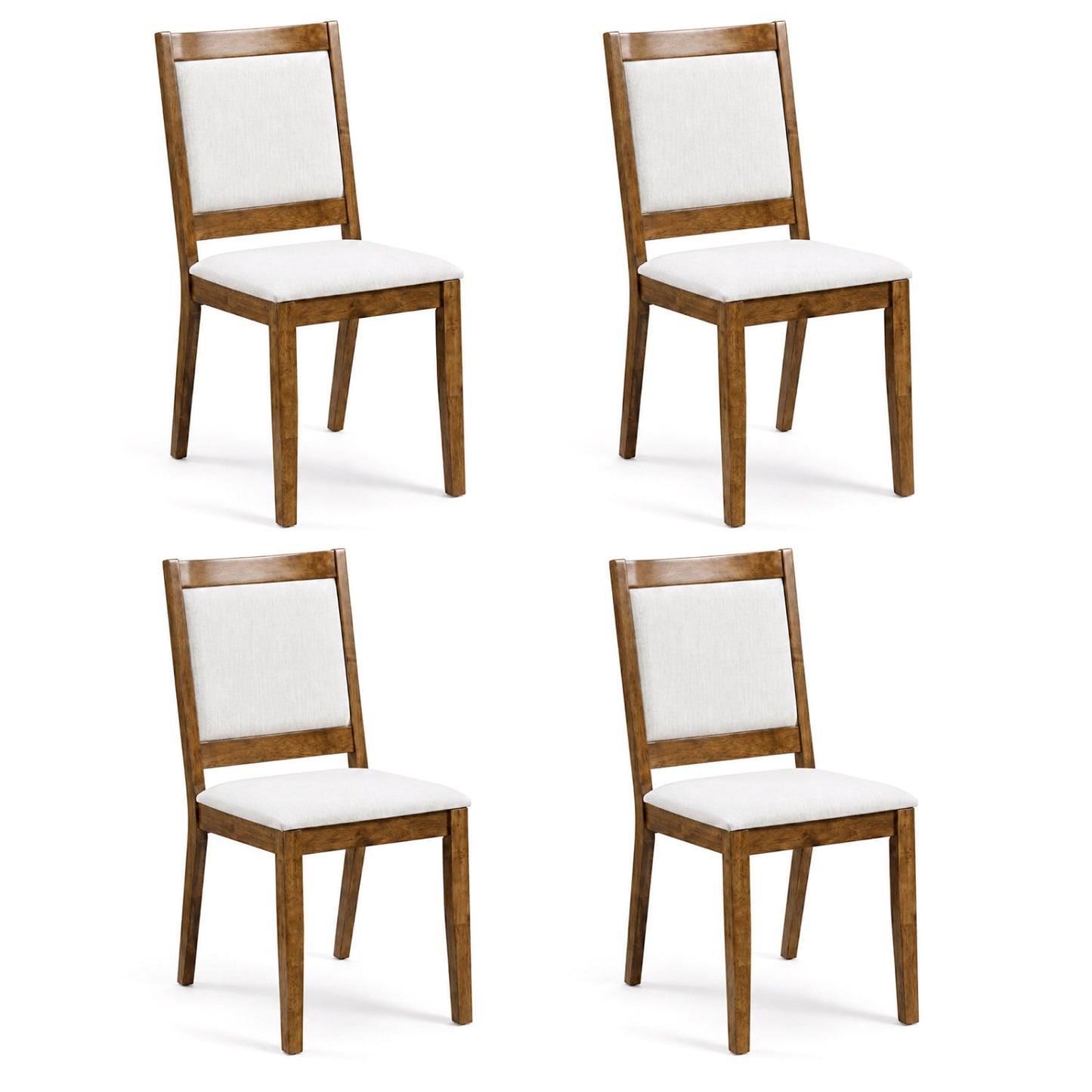 Ensemble de 4 chaises de cuisine modernes rembourrées, noyer
