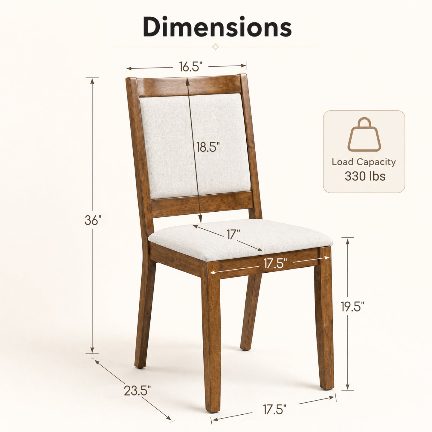 Ensemble de 4 chaises de cuisine modernes rembourrées, noyer