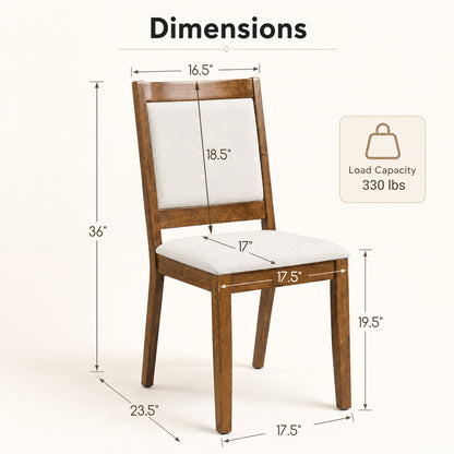 Ensemble de 4 chaises de cuisine modernes rembourrées, noyer