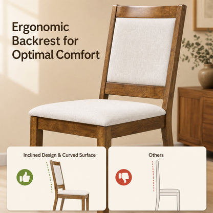 Ensemble de 4 chaises de cuisine modernes rembourrées, noyer
