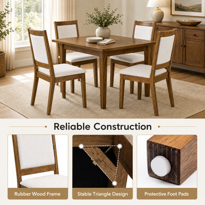 Ensemble de 4 chaises de cuisine modernes rembourrées, noyer