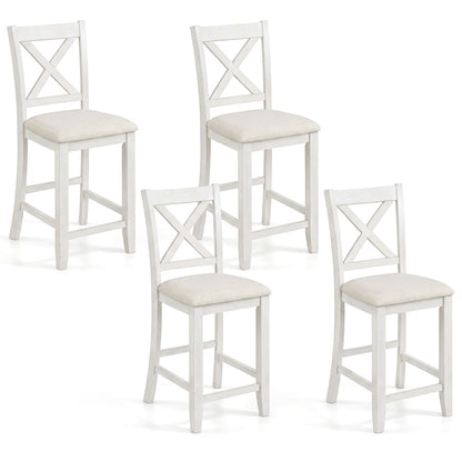 Set of 4 Modern Farmhouse Counter Height Stools with Footrest, White Bar Stools White at Gallery Canada