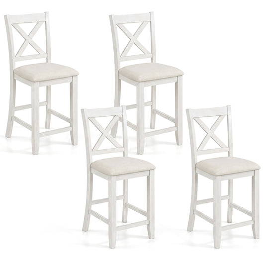 Set of 4 Modern Farmhouse Counter Height Stools with Footrest, White Bar Stools White at Gallery Canada