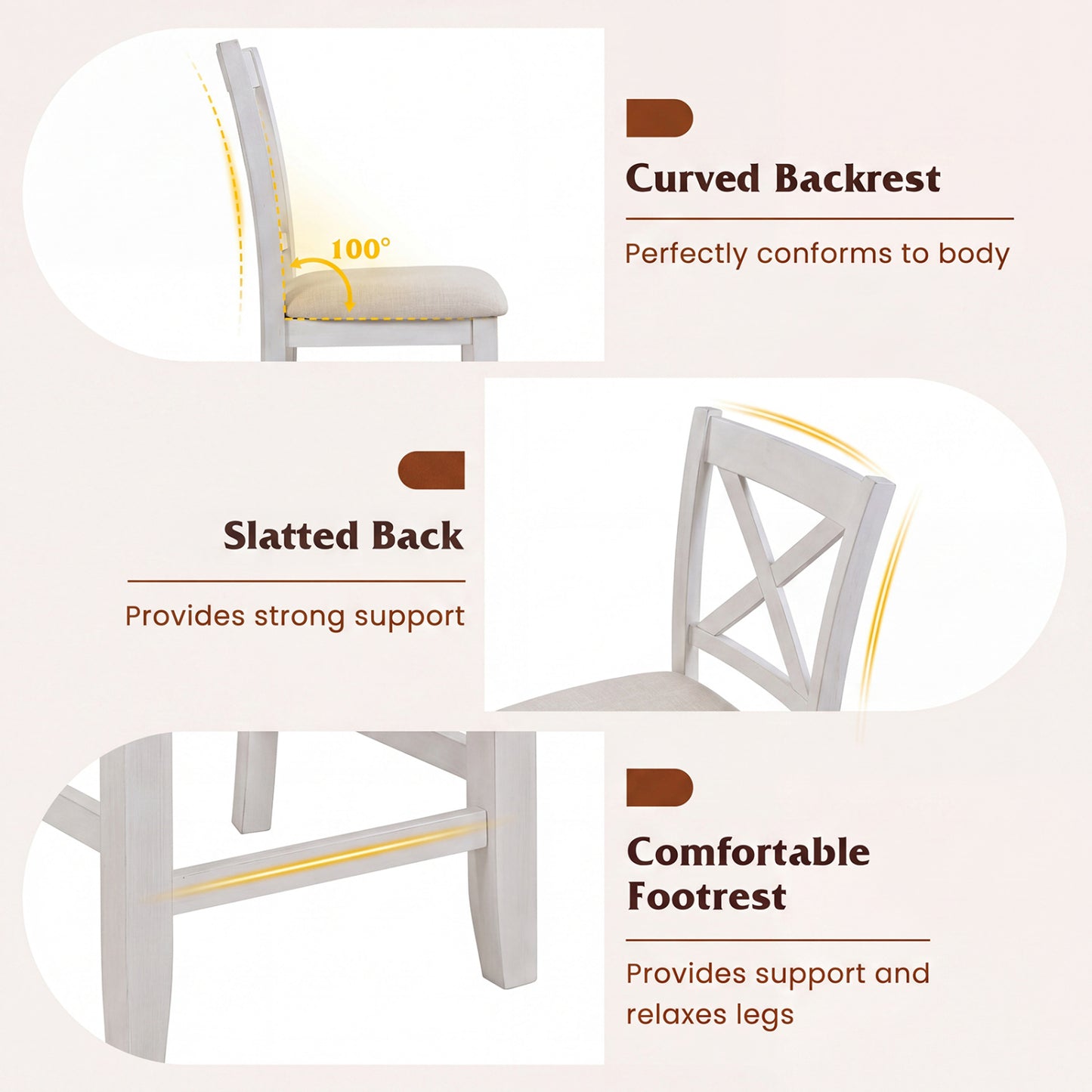 Set of 4 Modern Farmhouse Counter Height Stools with Footrest, White Bar Stools at Gallery Canada