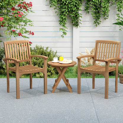 Set of 4 Outdoor Patio Chairs, Slatted Curved Seat, Natural Patio Dining Chairs at Gallery Canada