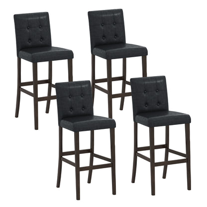 Set of 4 PVC Dining Leather Bar Stools with Solid Wood Legs-29 inch Bar Stools at Gallery Canada