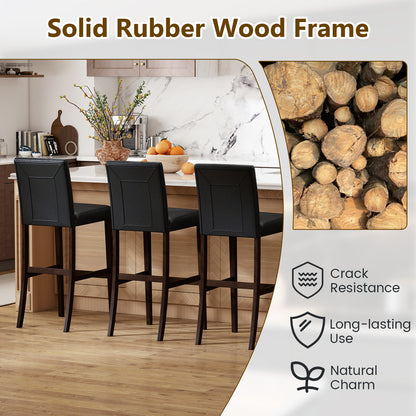 Set of 4 PVC Dining Leather Bar Stools with Solid Wood Legs-29 inch Bar Stools at Gallery Canada