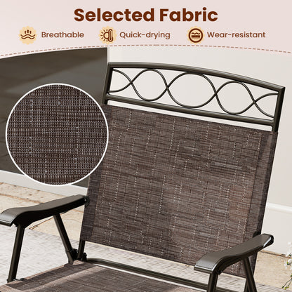 Set of 4 Patio Folding Chairs Set Dining Chairs with Armrests, Brown Patio Dining Chairs at Gallery Canada