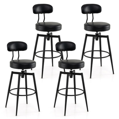 Set Of 4 Swivel Barstools, Faux Leather Upholstered Seat And Back, Black Bar Stools Black at Gallery Canada