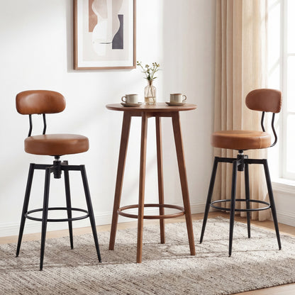 Set Of 4 Swivel Barstools, Faux Leather Upholstered Seat And Back, Brown Bar Stools at Gallery Canada