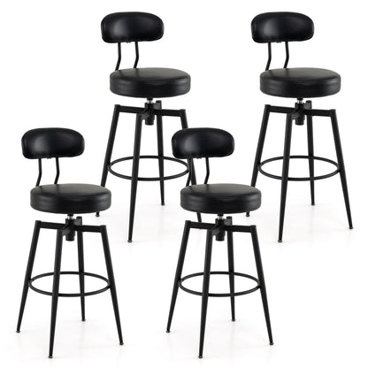 Set Of 4 Swivel Barstools, Faux Leather Upholstered Seat And Back, Black Bar Stools Black at Gallery Canada