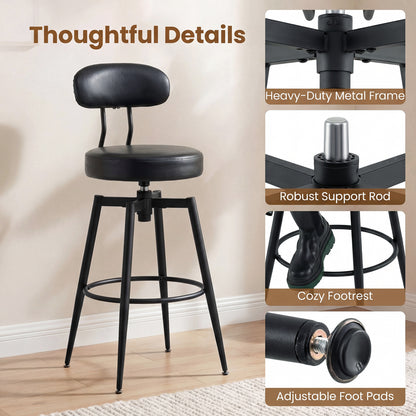 Set Of 4 Swivel Barstools, Faux Leather Upholstered Seat And Back, Black Bar Stools at Gallery Canada