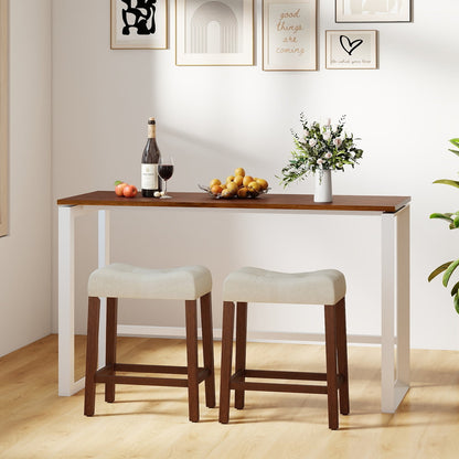 Set of 4 Upholstered Counter Height Bar Stool with Curved Saddle-Seat, Natural Bar Stools at Gallery Canada