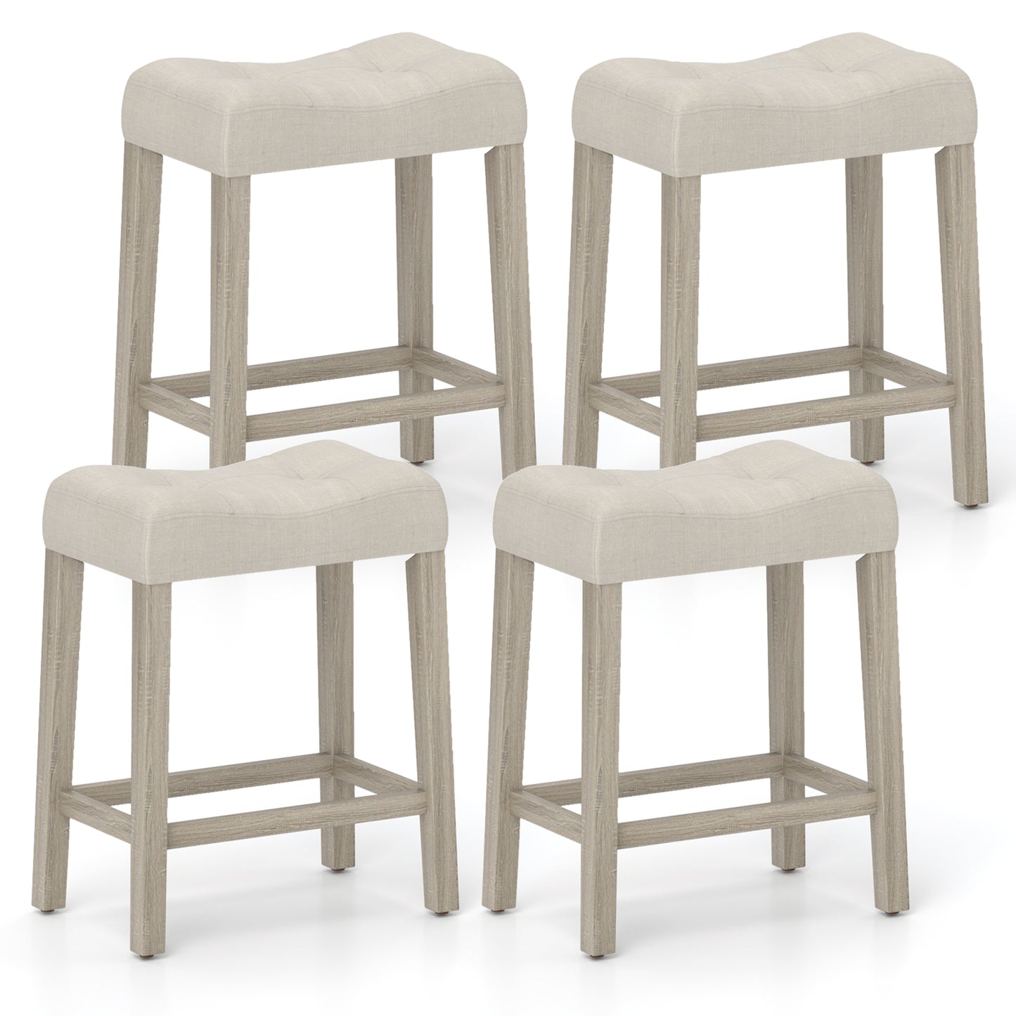 4 Counter Height Bar Stools, Upholstered Curved Saddle-Seat, Gray Bar Stools Gray at Gallery Canada