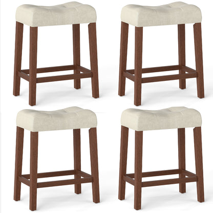 Set of 4 Upholstered Counter Height Bar Stool with Curved Saddle-Seat, Brown Bar Stools Brown at Gallery Canada