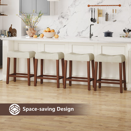 Set of 4 Upholstered Counter Height Bar Stool with Curved Saddle-Seat, Brown Bar Stools at Gallery Canada