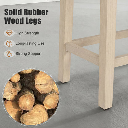 Set of 4 Upholstered Counter Height Bar Stool with Curved Saddle-Seat, Natural Bar Stools at Gallery Canada