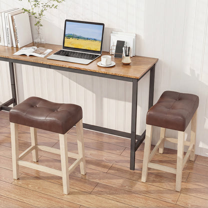 Set of 4 Upholstered Counter Height Bar Stool with Curved Saddle-Seat, Natural Bar Stools at Gallery Canada