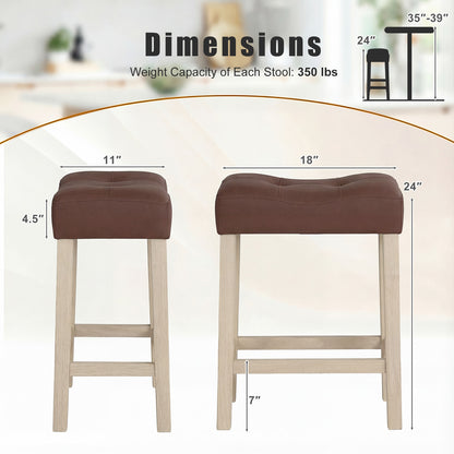Set of 4 Upholstered Counter Height Bar Stool with Curved Saddle-Seat, Natural Bar Stools at Gallery Canada