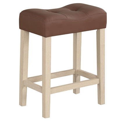 Set of 4 Upholstered Counter Height Bar Stool with Curved Saddle-Seat, Natural Bar Stools at Gallery Canada