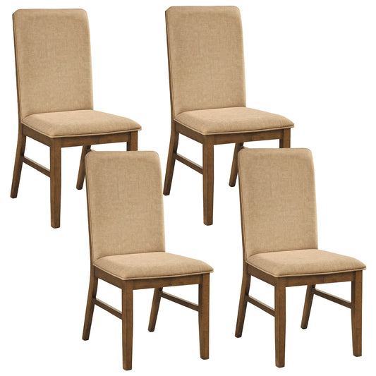 Set of 4 Upholstered Dining Chairs, Solid Rubber Wood Legs, Brown Dining Chairs Brown at Gallery Canada