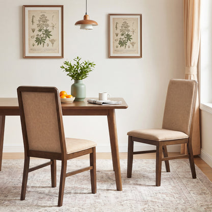 Set of 4 Upholstered Dining Chairs, Solid Rubber Wood Legs, Brown Dining Chairs at Gallery Canada