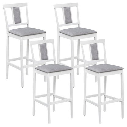 Set of 4 Upholstered Barstools, 29.5 Inch Bar Height, Solid Rubber Wood Frame, White Bar Stools White at Gallery Canada