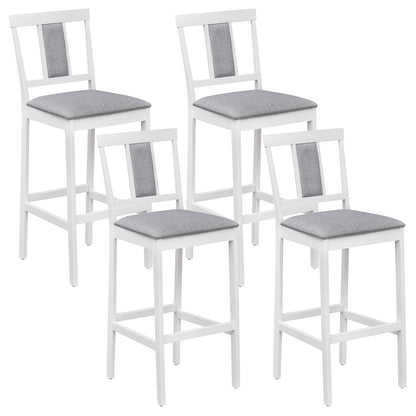 Set of 4 Upholstered Barstools, 29.5 Inch Bar Height, Solid Rubber Wood Frame, White Bar Stools White at Gallery Canada