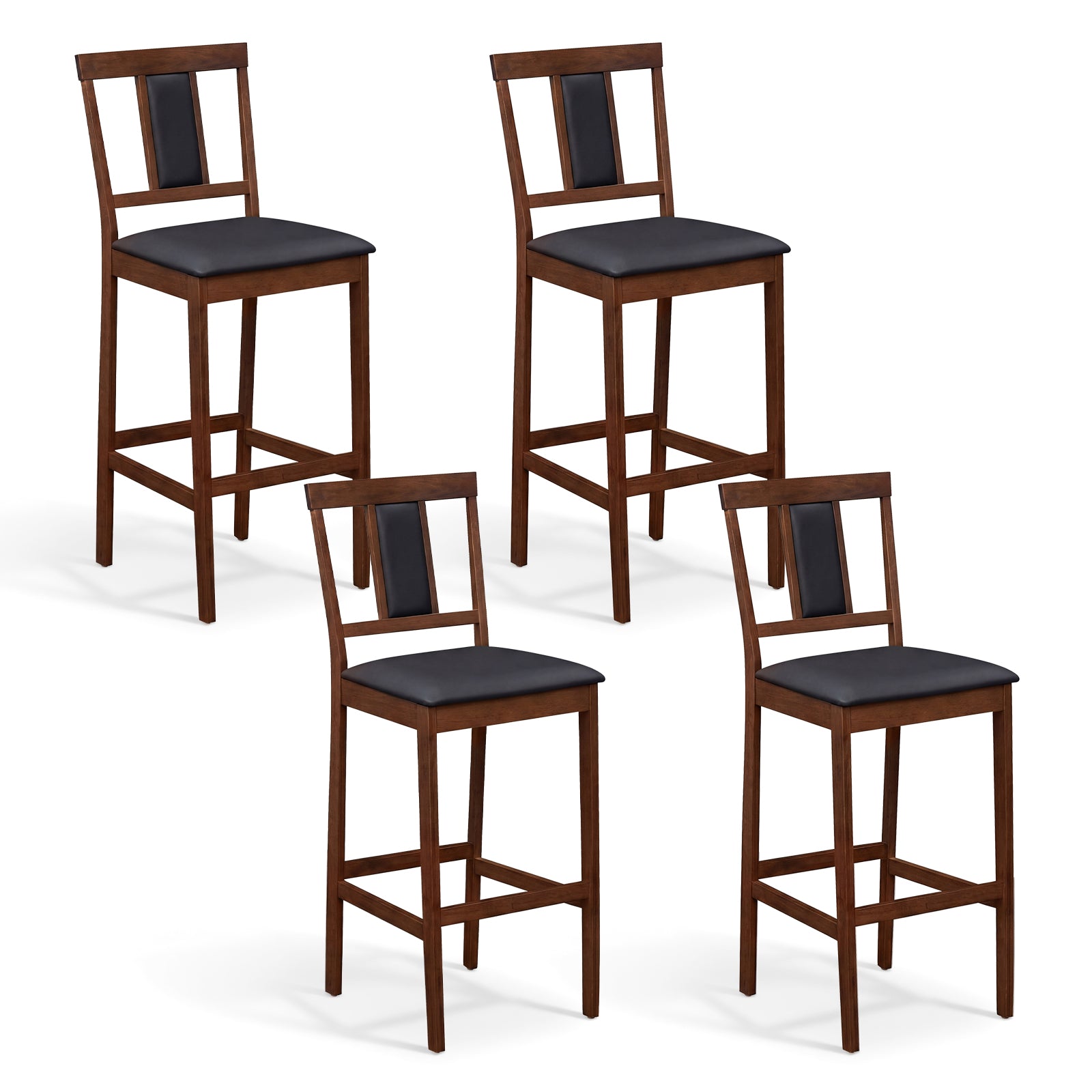 Upholstered Barstool Set, 29.5 Inch Bar Height, Solid Rubber Wood Frame, Walnut Bar Stools at Gallery Canada