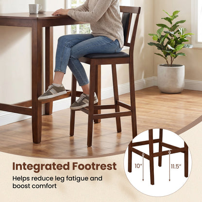 Upholstered Barstool Set, 29.5 Inch Bar Height, Solid Rubber Wood Frame, Walnut Bar Stools at Gallery Canada