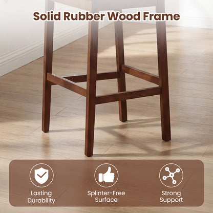 Upholstered Barstool Set, 29.5 Inch Bar Height, Solid Rubber Wood Frame, Walnut Bar Stools at Gallery Canada