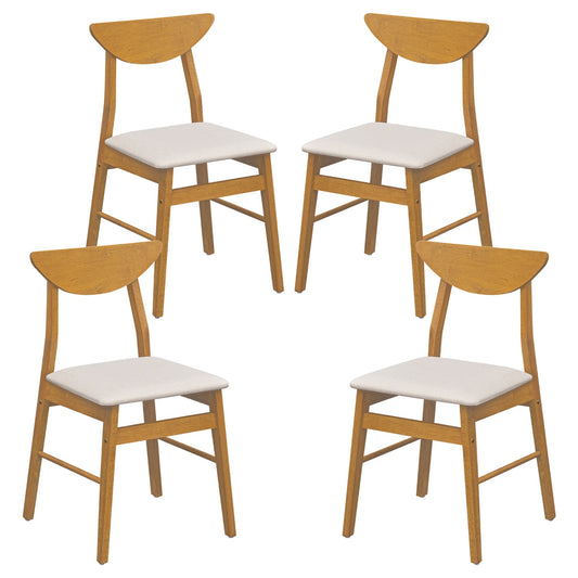 Set of 4 Upholstered Dining Chairs, Rubber Wood Frame, Natural Dining Chairs Natural at Gallery Canada