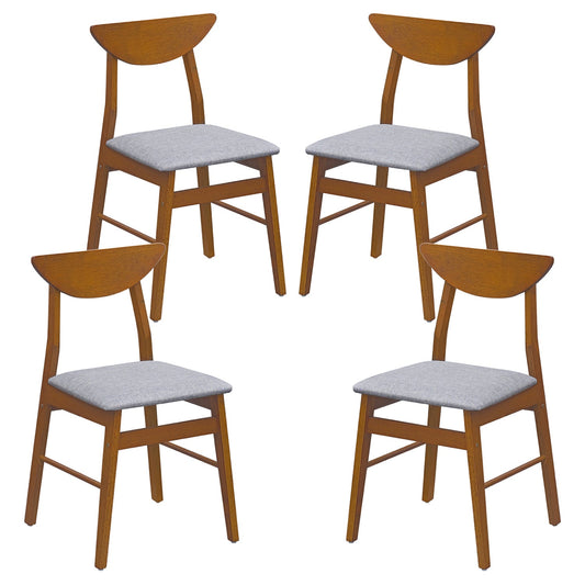 4 Upholstered Dining Chairs, Curved Backrest, Rubber Wood, Walnut Dining Chairs Walnut at Gallery Canada