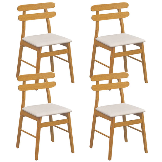 Set of 4 Upholstered Dining Chairs with Padded Seat and Solid Wood Legs, Natural Dining Chairs Natural at Gallery Canada