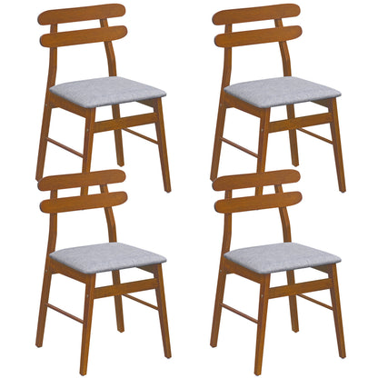 4 Upholstered Dining Chairs, Padded Seat, Solid Wood Legs, Walnut