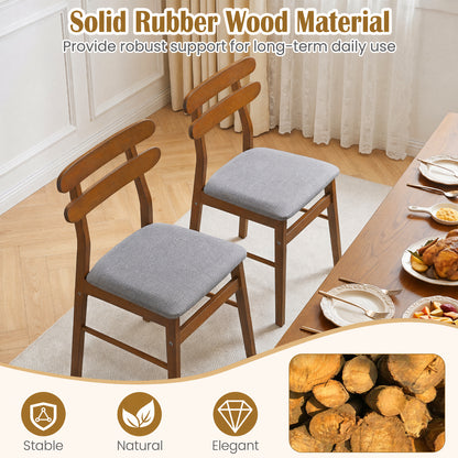 4 Upholstered Dining Chairs, Padded Seat, Solid Wood Legs, Walnut