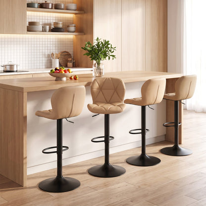 4 tabourets de bar pivotants rembourrés, kaki
