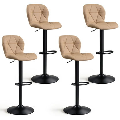 4 tabourets de bar pivotants rembourrés, kaki