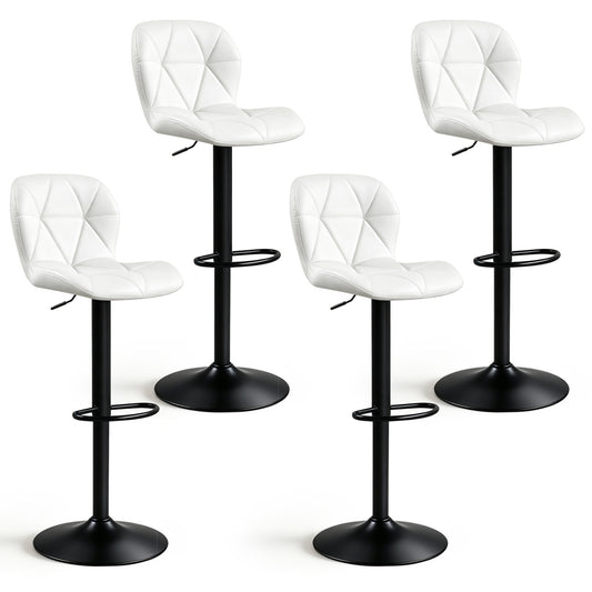 4 Swivel Bar Stools, Adjustable Height, Curved Backs, White Bar Stools White at Gallery Canada