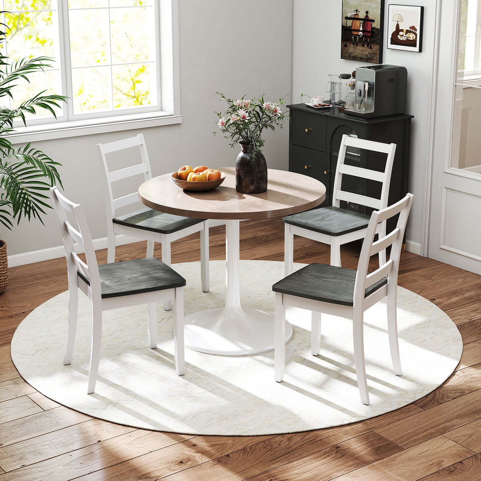 Set of 4 Wood Dining Chairs with Solid Rubber Wood Legs, Gray Dining Chairs at Gallery Canada