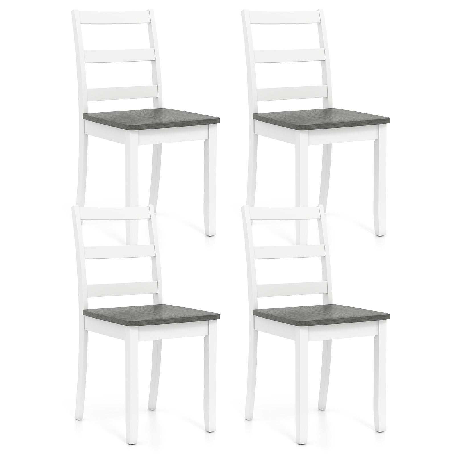 Set of 4 Wood Dining Chairs with Solid Rubber Wood Legs, Gray Dining Chairs Gray at Gallery Canada
