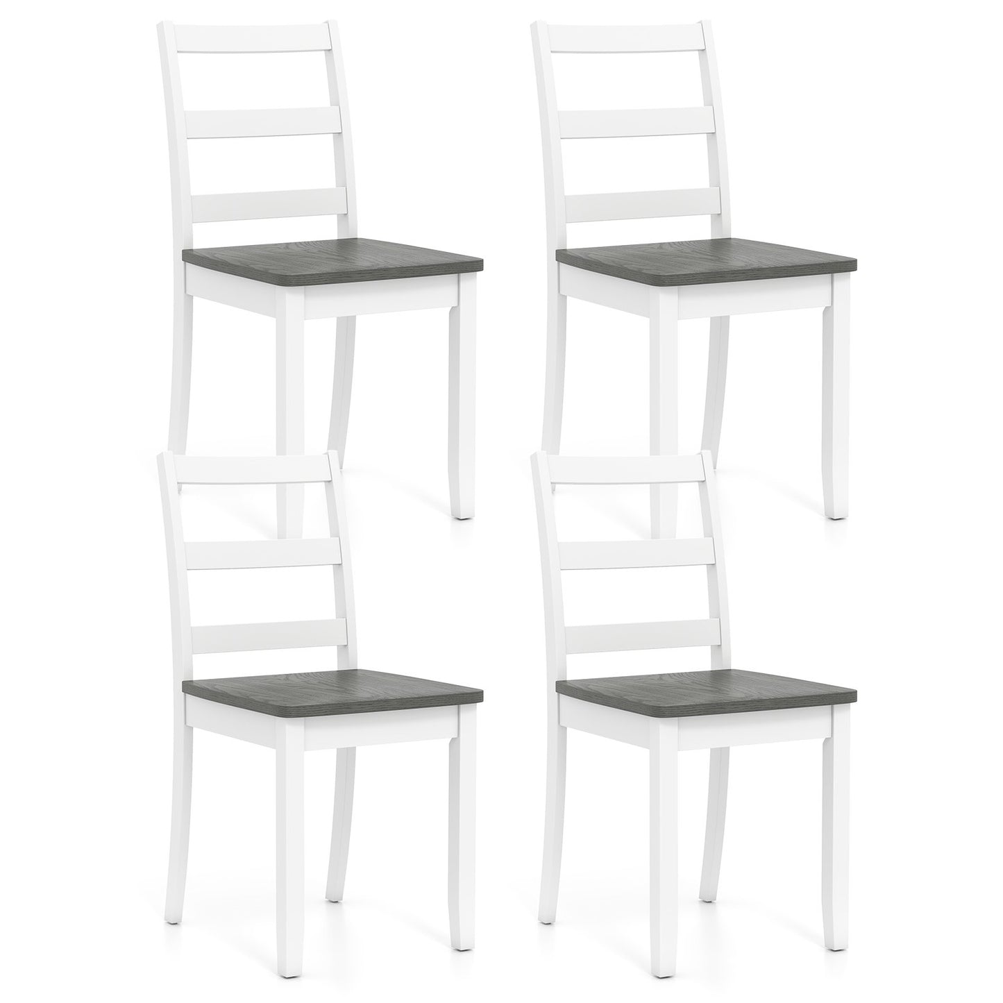 Set of 4 Wood Dining Chairs with Solid Rubber Wood Legs, Gray Dining Chairs Gray at Gallery Canada