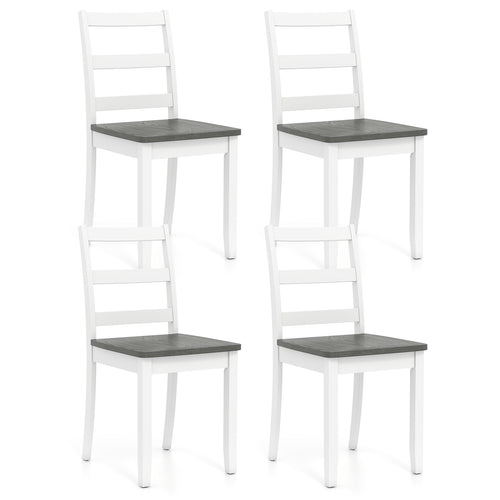Set of 4 Wood Dining Chairs with Solid Rubber Wood Legs, Gray
