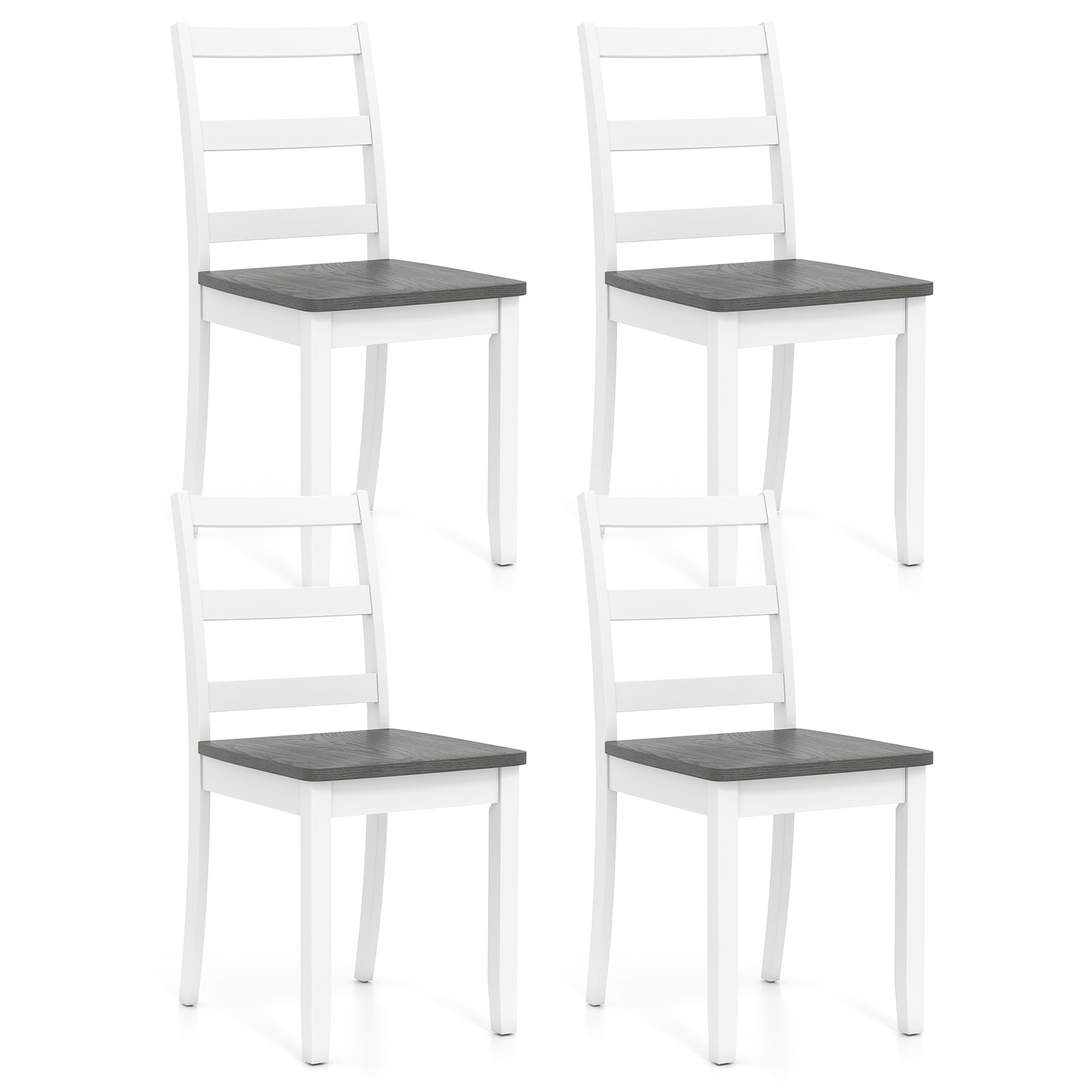 Set of 4 Wood Dining Chairs with Solid Rubber Wood Legs, Gray Dining Chairs at Gallery Canada