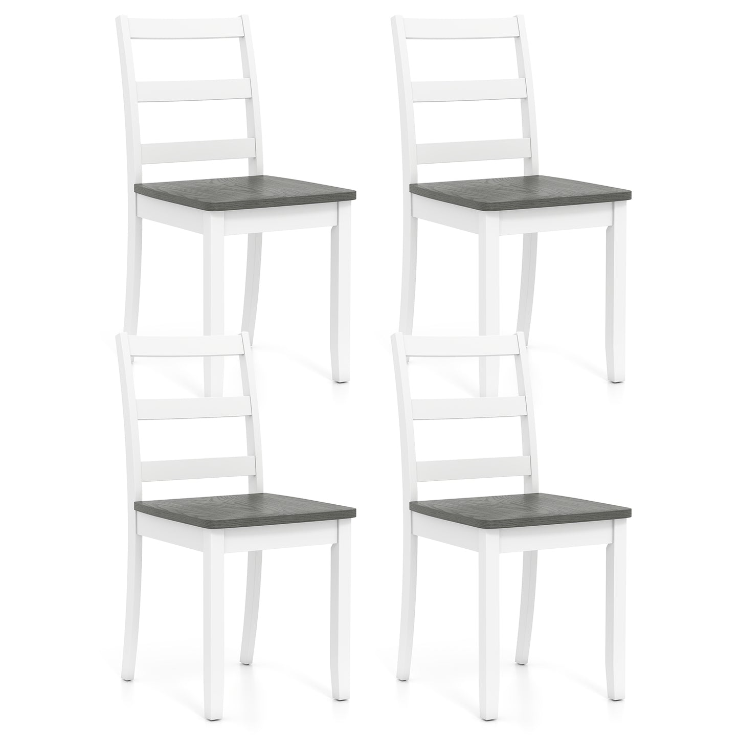 Set of 4 Wood Dining Chairs with Solid Rubber Wood Legs, Gray Dining Chairs at Gallery Canada