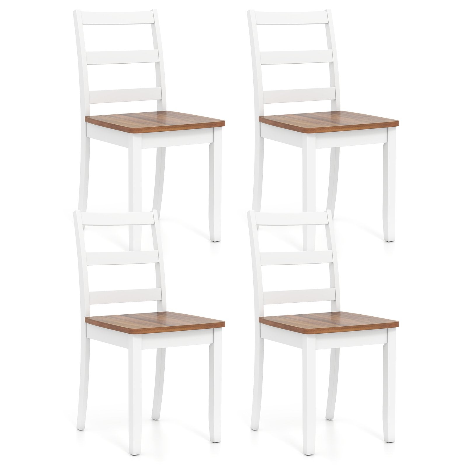 Set of 4 Wood Dining Chairs with Solid Rubber Wood Legs, Rustic Brown Dining Chairs Rustic Brown at Gallery Canada