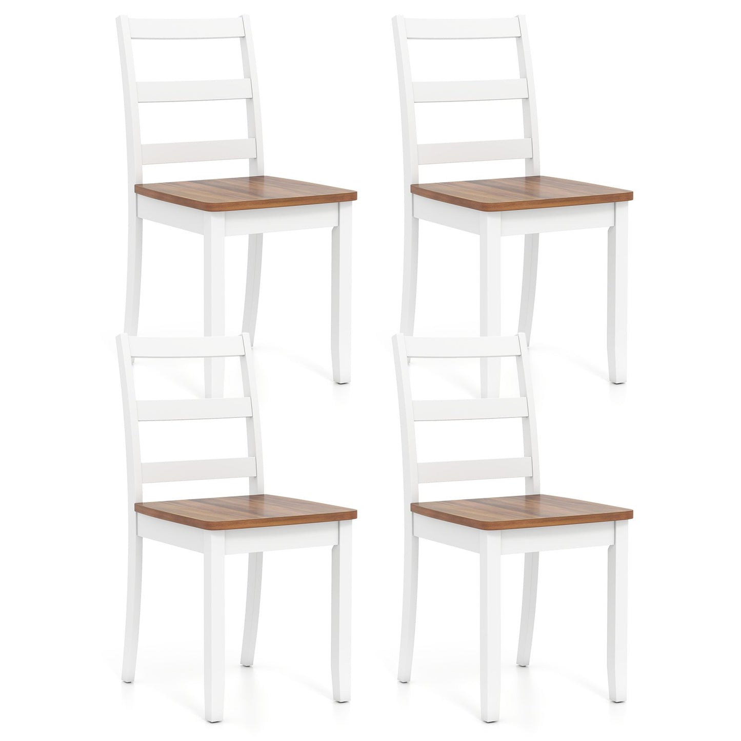 Set of 4 Wood Dining Chairs with Solid Rubber Wood Legs, Rustic Brown Dining Chairs Rustic Brown at Gallery Canada
