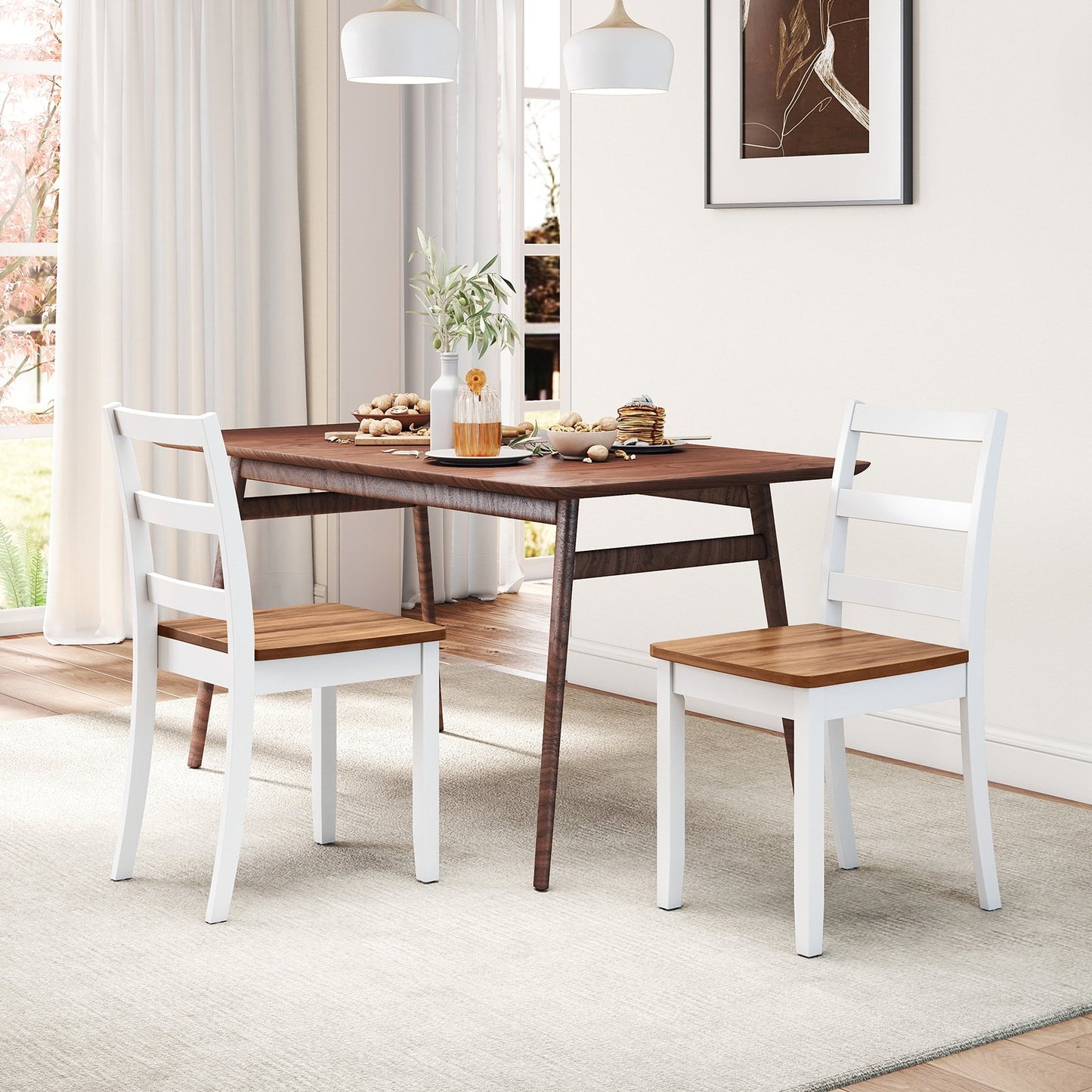 Set of 4 Wood Dining Chairs with Solid Rubber Wood Legs, Rustic Brown Dining Chairs at Gallery Canada